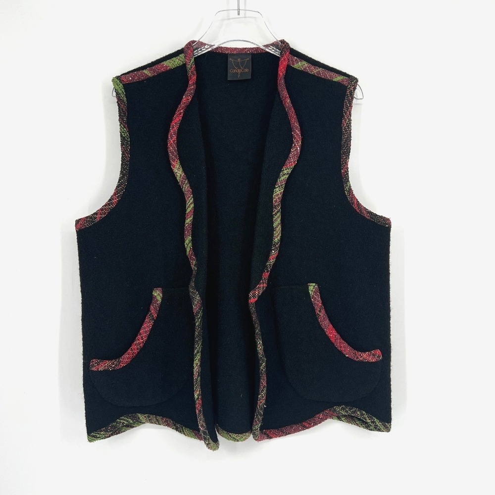 Vtg Candiss Cole Vest Womens L Wool Silk Artsy Lagenlook Knit Boho‎ Boucle